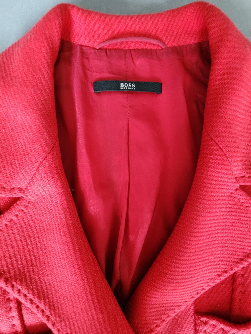 BOSS Hugo Boss Red Virgin Wool Cashmere Cropped Blazer Jacket 8 - Picture 2 of 7